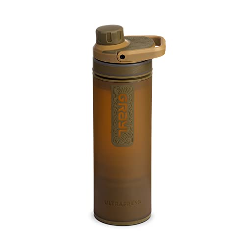 GRAYL UltraPress 16.9 oz Water Purifier & Filter Bottle for Hiking, Backpacking, Survival, Travel (Coyote Brown)