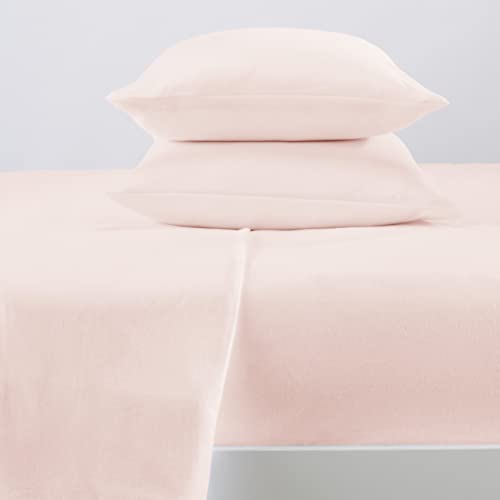Great Bay Home 100% Turkish Cotton Full Flannel Sheets Set | Deep Pocket, Soft Sheets | Warm, Double Brushed Bed Sheets | Pre-Shrunk & Anti-Pill Flannel Sheets (Full, Blush Pink)