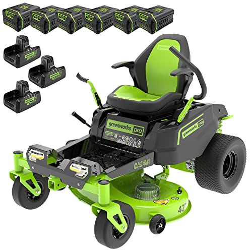 Greenworks PRO 80V 42” CROSSOVERZ Zero Turn Lawn Mower, (6) 4.0Ah Batteries and (3) Dual Port Turbo Chargers