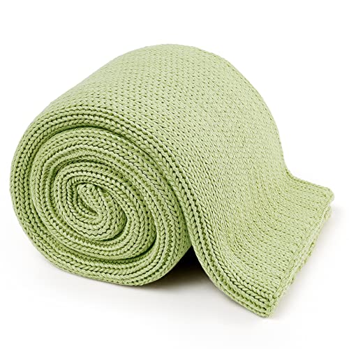 Guohaoi Knitted Weighted Blanket(Light Green 50"x60" 10lbs),Home Décor Cooling Throw Blanket for Stressed or Hot Sleepers,Hand Made Chunky Knit Heavy Blanket for Kids or Adults Use on Twin Size Bed