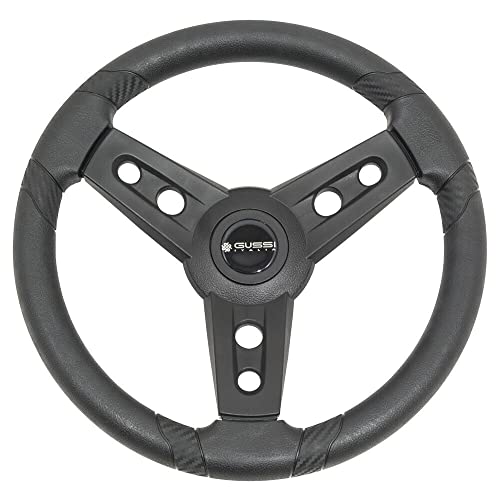Gussi Italia Lugana Black Premium Italian-Made Steering Wheel for Golf Carts - Club Car, EZGO, Yamaha, Tomberlin - No Hub Adapter Required (E-Z-GO TXT/RXV and Tomberlin Emerge)