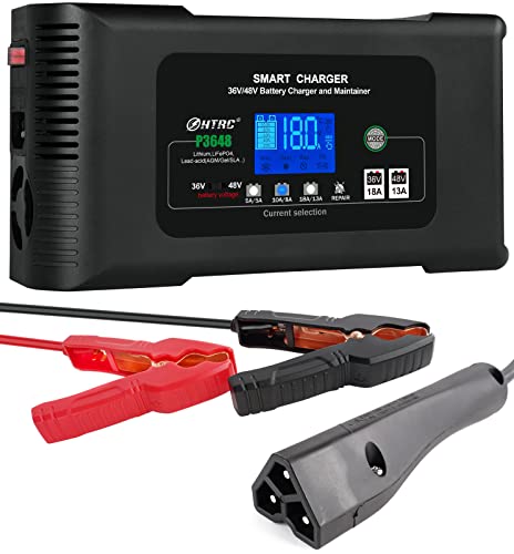 Haisito Golf Cart Battery Charger, 36Volt 48 Volt Lead-Acid Lithium Lifepo4 Battery Charger, 36V 18 Amp /48V13 Amp EZGO Charger, Golf Cart Accessories