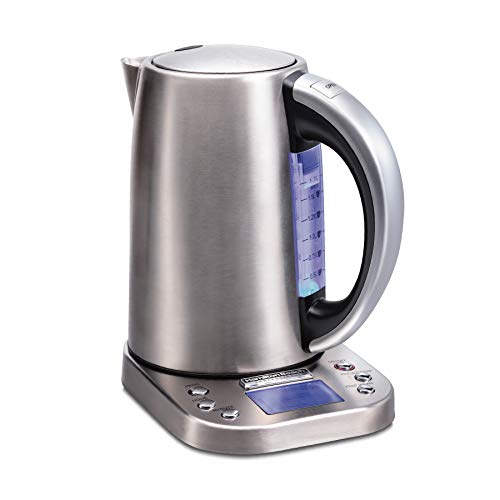 Hamilton Beach Professional Digital LCD Temperature Control Electric Tea Kettle, Water Boiler & Heater, 1.7 Liter, Fast Boiling 1500 Watts, Cordless, Auto-Shutoff & Boil-Dry Protection, Silver (41028)