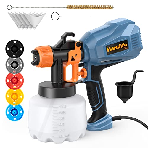 Handife Paint Sprayer,High Power Electric Spray Gun,HVLP Spray Gun with 5 Nozzles,3 Spray Patterns,Easy to Spray and Clean,Ideal for Home Walls,Furniture,Fence,Car,Bicycle,Ceiling.