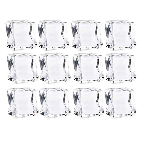 HEALLILY 48pcs Acrylic Fake Ice Cubes Rocks for Wedding Party Table Scatter Vase Fillers 30mm