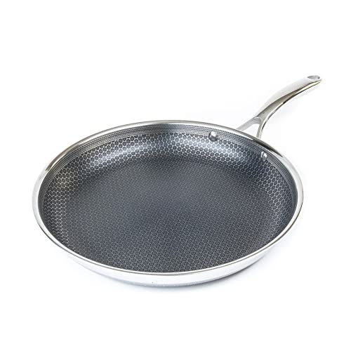 HexClad 12 Inch Hybrid Stainless Steel Frying Pan with Stay-Cool Handle (Frying Pan)