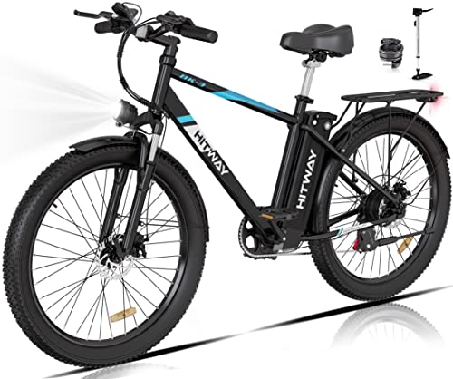 HITWAY Electric Bike for Adults, 750W/48V/14Ah Ebike with Removable Battery, 20MPH/35-75Miles Electric Bicycle with 26"×3.0 Fat Tire, Mountain E Bike for Men Women, Shimano 7-Speed Transmission, IP54