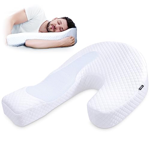HOMCA Pillow for Side Sleeper Body Pillow for Adults Memory Foam Pillow with U-Shaped Contoured Support for Neck, Back, and Shoulder Pain Relief with Removable Washable Cover (Upgraded Version)