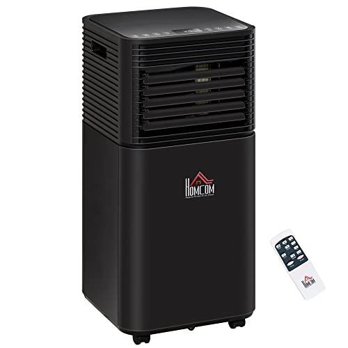 HOMCOM 8000 BTU Mobile Portable Air Conditioner for Home Office Cooling, Dehumidifier, Ventilating w/Remote, LED Display, 24H Timer, Auto Shut-Down, Black