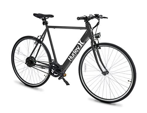 Hurley Carve Electric Urban Single Speed E-Bike 700C Bicycle (Charcoal, Large / 21 Fits 5'10"-6'4")