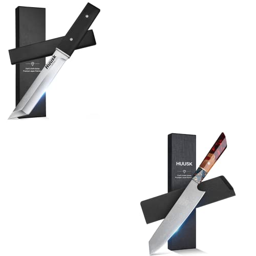 Huusk High Carbon Steel Kitchen Knife Bundle with 7.87" Razor Sharp Kitchen Knives