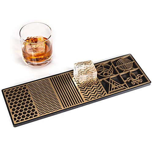 Ice Designer Tray – Craft Modern Ice Molds for Whiskey, Bourbon, & Cocktails in 5 Seconds – Whiskey Ice Mold Ice Cube Stamp – Bartender Accessories for Clear Ice Cocktails by Ash Harbor (Patterns)