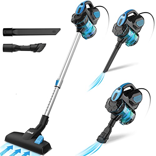 INSE Corded Vacuum Cleaner, Corded Stick Vacuum 600W Powerful Motor Corded Vacuum Cleaner, 18000Pa Stick Vacuum Cleaner - Blue