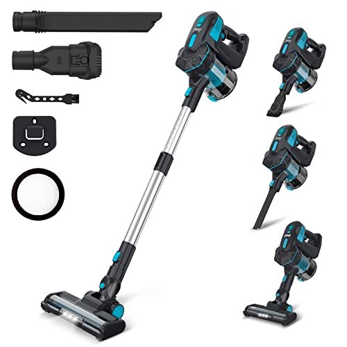 INSE Cordless Vacuum Cleaner, 6-in-1 Rechargeable Cordless Vacuum, Powerful Stick Vacuum with 2200mAh Battery Up to 45mins Runtime, Lightweight Vacuum Cleaner for Hardwood Floors Pet Hair Home Car