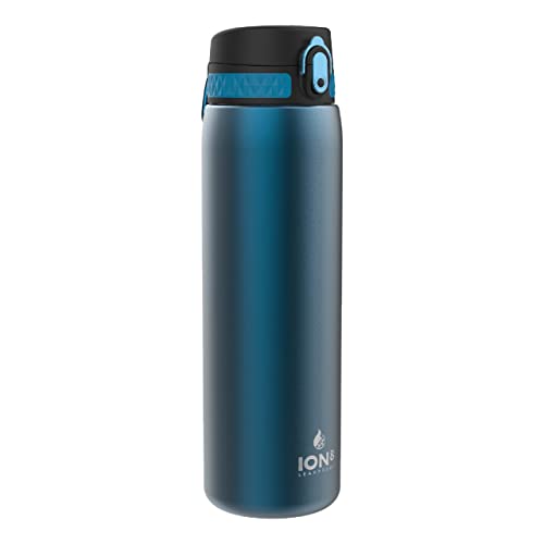 Ion8 Double-Wall Stainless Steel Water Bottle - Vacuum Insulated Leak Proof Water Bottle - Fits Cup Holders - For Fitness, Camping and More, 31 oz / 920 ml (Pack of 1) - OneTouch 1.0 - Blue