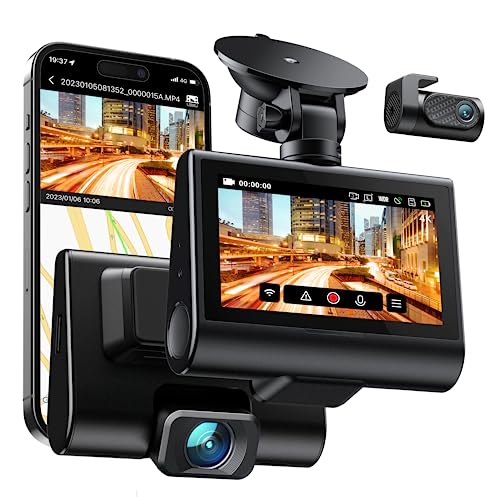 iZEEKER 4K Dual Dash Cam with WiFi GPS, 4K&1080P Dash Cam Front and Rear, 3'' IPS Touch Screen Car Camera with Sony Sensor Super Night Vision, Accident Record, Support 256GB Max