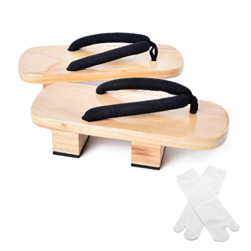 Japanese Wooden Clogs Sandals Japan Traditional Shoes Geta With Tabi Socks (US 8/25.5cm)