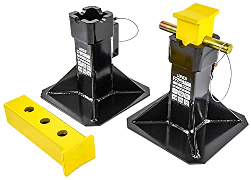 JEGS Jack Stands | 22-Ton Per Pair/Per Axle Capacity | Adjustable Height from 11 1/2 “ to 19 5/16 “ Inches | Base: 19 in. x 19 in. | Pad: 2 1/4 in. x 3 13/32 in | 37 1/2 lbs. Each | 2 Per Package