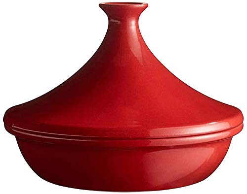 JINXIU Casserole Tagine Cooking Pot with Lid, Medium Simple Cooking Tagine Lead Free for Cooking and Stew Casserole Slow Cooker Home Cookware Pot,Red (Color : Red)