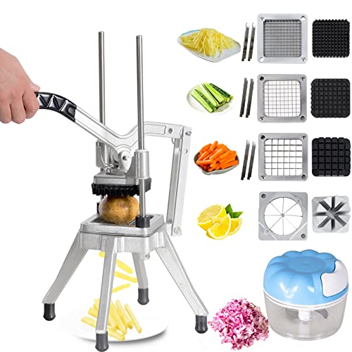 JOHAKYU Commercial Vegetable Chopper & Dicer W/6-Wedge Slicer & 1/2",3/8",1/4",8-Wedge, French Fry Cutter Stainless Steel, Commercial Vegetable Fruit Chopper for Restaurants & Home Kitchen