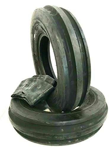 JUSTUBES.COM Two 6.00-16 Tri-Rib Front Tractor Tires with Tubes F2 3 Rib 600-16 Heavy Duty