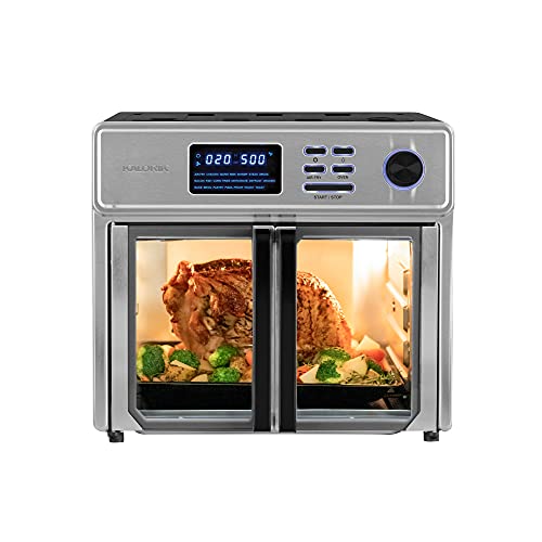 Kalorik MAXX® Complete Digital 26-Quart 10-in-1 Countertop Air Fryer Oven, 15 Deluxe Accessories & 60-Recipe Hardcover Cookbook, 21 Presets, 1700W, Stainless Steel, AFO 50253 OW