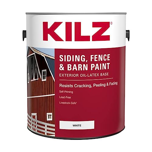 Kilz 1682863 1 gal Oil & Water-Based Siding Fence & Barn Paint Exterior White - Pack of 4