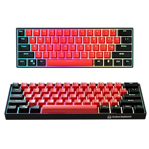 Kraken Pro 60 - BRED Edition 60% Mechanical Keyboard RGB Gaming Keyboard (Silver Speed Switches)