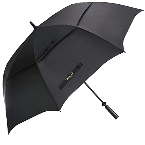 LANBRELLA Golf Umbrella Extra Large Oversize 80 Inch Windproof Stick Umbrella Double Canopy Vented Manual Open Close - C2.1 Black
