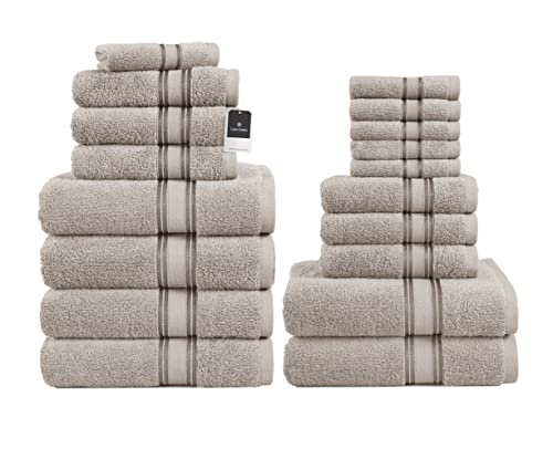 LANE LINEN Bath Towel Sets - 100% Cotton Towels for Bathroom, Luxury Hotel Towels, Zero Twist, Quick Dry Shower Towels, Super Aborbent Bath Towels, 6 Hand Towels, 6 Wash Cloths - Platinum (18 Pack)