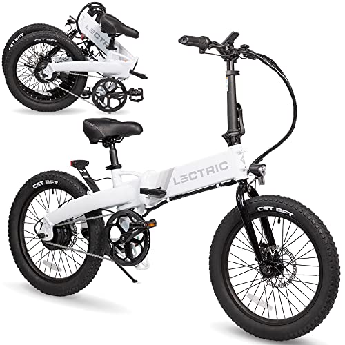 LECTRIC XP™ Lite Electric Bike | Adult Folding Bikes - Weighs Only 46lbs | 40+ Mile Range w/ 5 Pedal-Assist Levels | 20mph Top Speed - Class 1 and 2 eBike (Arctic White)