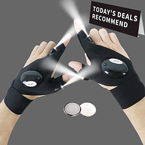 LED Flashlight Gloves, Gifts for Men Him Dad Boyfriend, Cool Gadget Hands-Free Lights for Camping Fishing Repairing, Fathers Day Christmas Birthday Gift