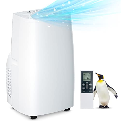 LifePlus Portable Air Conditioner, 14,000 BTU Portable AC Unit Up to 500 Sq Ft, Cooling Fan and Dehumidifier Modes, with Remote Control 3 Speeds Wind 90° Swing Window Kits 24H Timer