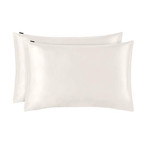 LILYSILK Silk Pillowcase 19 Momme 100 Mulberry Silk for Hair Charmeuse 2pcs Ivory Standard 20x26 Inch