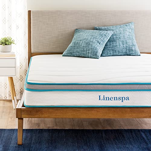 LINENSPA 8 Inch Memory Foam and Innerspring Hybrid Mattress – Queen Mattress – Bed in a Box – Medium Firm Mattress