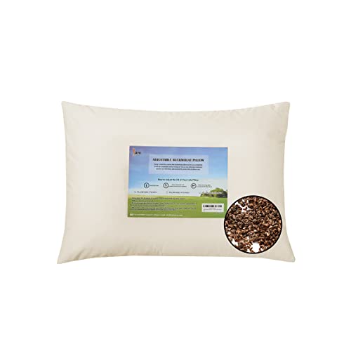 LOFE Organic Buckwheat Pillow for Sleeping - Standard Size 20''x26'', Adjustable Loft, Breathable for Cool Sleep, Cervical Support for Back and Side Sleepers(Tartary Buckwheat Hulls)