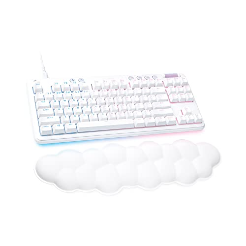 Logitech G713 Wired Mechanical Gaming Keyboard with LIGHTSYNC RGB Lighting, Tactile Switches (GX Brown), and Keyboard Palm Rest, PC and Mac Compatible - White Mist