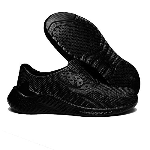 lozoye Professional Chef Clogs for Men Non Slip Oil Water Resistant Food Service Work Sneakers Comfort Casual Shoes (Numeric_10) Black