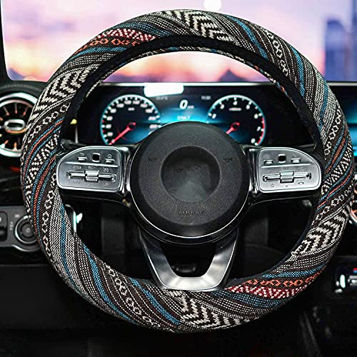 LSAUTO 15inch Steering Wheel Cover Ethnic Style Baja Blanket Universal Fit with Memory Foam Ultra-Soft Car Wrap¡­SWC05