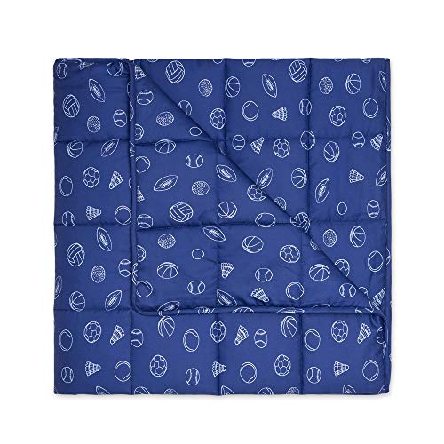 Luna [Cotton Cooling Weighted Blankets] Breathable 100% Oeko-Tex Premium Quality | Calming & Cool All Seasons Weighted Blankets for Kids [5lbs - Child - 36" x 48"] [Sports Print]