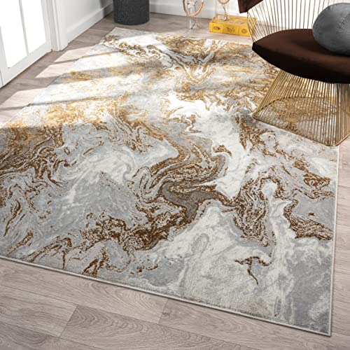 LUXE WEAVERS Marble Collection Gray Area Rug 8x10 Modern Abstract Swirl Design Non-Shedding Carpet