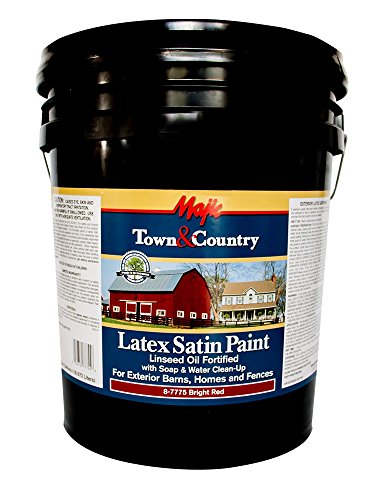Majic Paints 8-7775-5 Town & Country Exterior Latex Satin Paint, 5-Gallon, Satin Bright Red