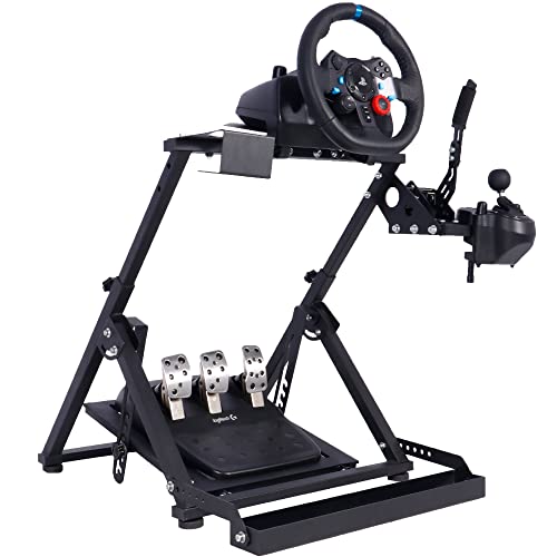 Marada Steering Wheel Stand Fixed Office Seat with Card Slot Racing Wheel Stand X-Frame fit Logitech G25 G27 G29 G920 Thrustmaster T300RS,Racing Simulator Stand NO Wheels Pedals