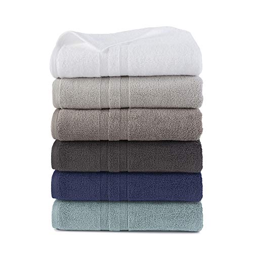 Martex Purity 7134112 Soft Breathable Skin Friendly Durable 6-Piece Bath Hand Washcloth Towel Set, 6-Piece, Blue
