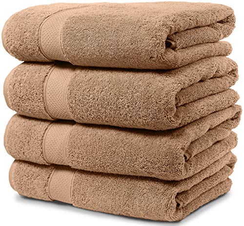 Maura 4 Piece Bath Towel Set. Extra Large 30"x56" Premium Turkish Towels. Thick, Soft, Plush and Highly Absorbent Luxury Hotel & Spa Quality Towels - Sand
