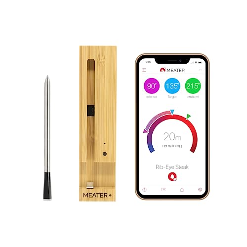 MEATER Plus: Wireless Smart Meat Thermometer | for BBQ, Oven, Grill, Kitchen, Smoker, Rotisserie | 165ft Bluetooth Wireless Range | iOS & Android App | Apple Watch, Alexa Compatible | Dishwasher Safe