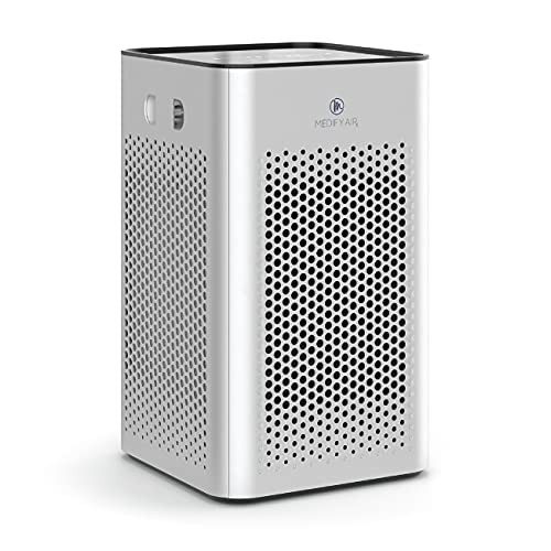 Medify Air MA-25 Air Purifier with H13 True HEPA Filter | 500 sq ft Coverage | for Allergens, Wildfire Smoke, Dust, Odors, Pollen, Pet Dander | Quiet 99.7% Removal to 0.1 Microns | Silver, 1-Pack