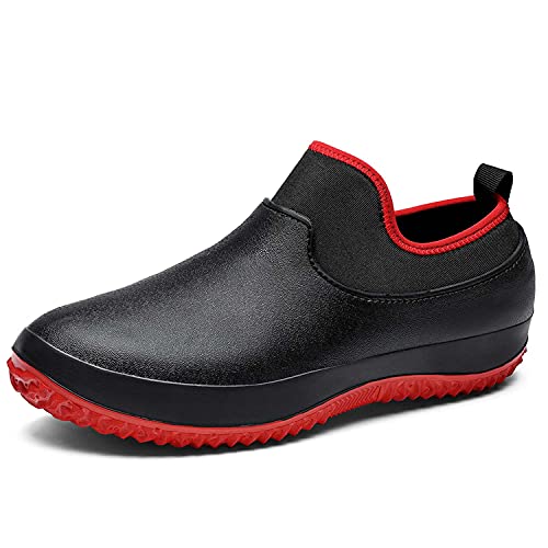 Meidiastra Mens Womens Chef Shoes Waterproof Non Slip Kitchen Work Clogs Nurse Clogs Safety Garden Shoes Work Shoes Black/Red 41