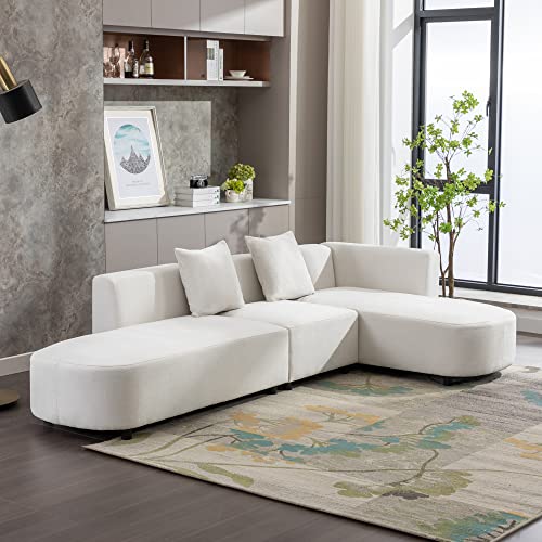 Merax Luxury Modern Living Room Sofa Upholstery Sectional Couch with Chaise 3-Piece Set, L Shape Love Seats, Beige