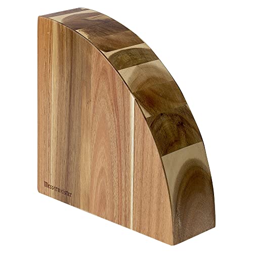 Messermeister Magnetic Knife Block, Acacia - Elegant, Durable & Secure - Holds 10 Knives or Steels & Scissors - 10"w x 10"h x 3"d